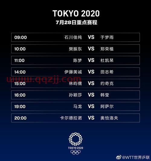 2021赛程表奥运会乒乓球