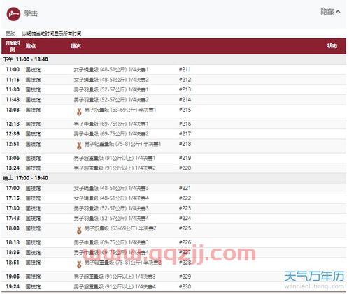 2021东京奥运会详细赛程