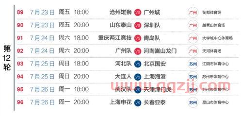 2021中超联赛时间表